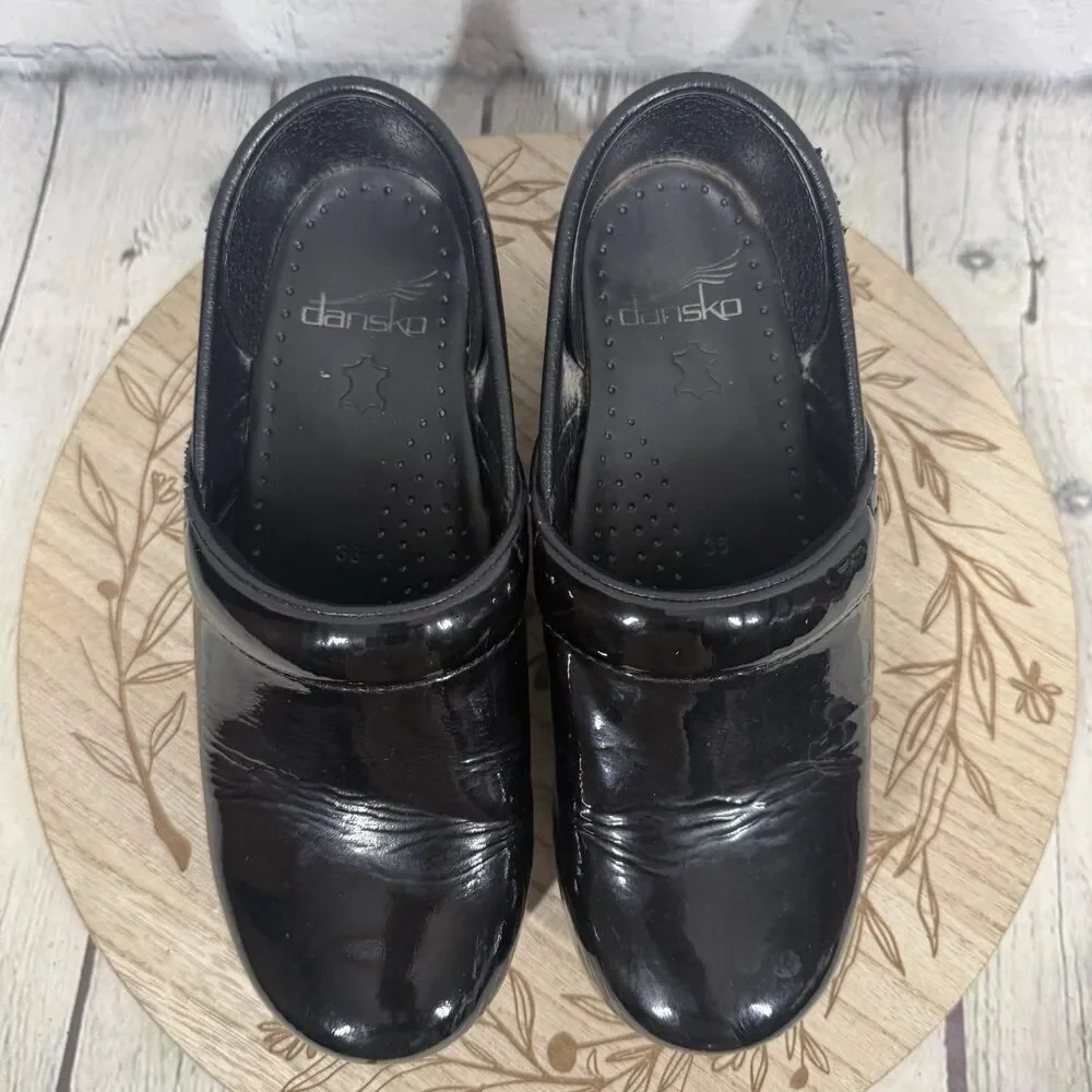 Dansko Professional Clogs Women 36 US 5.5-6 Black Patent Leather Nursing Shoes